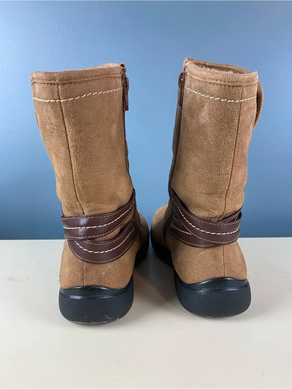 Vintage Clark’s Women’s Size 6 Suede Fleece Lined Winter Boots Y2K Brown Leather